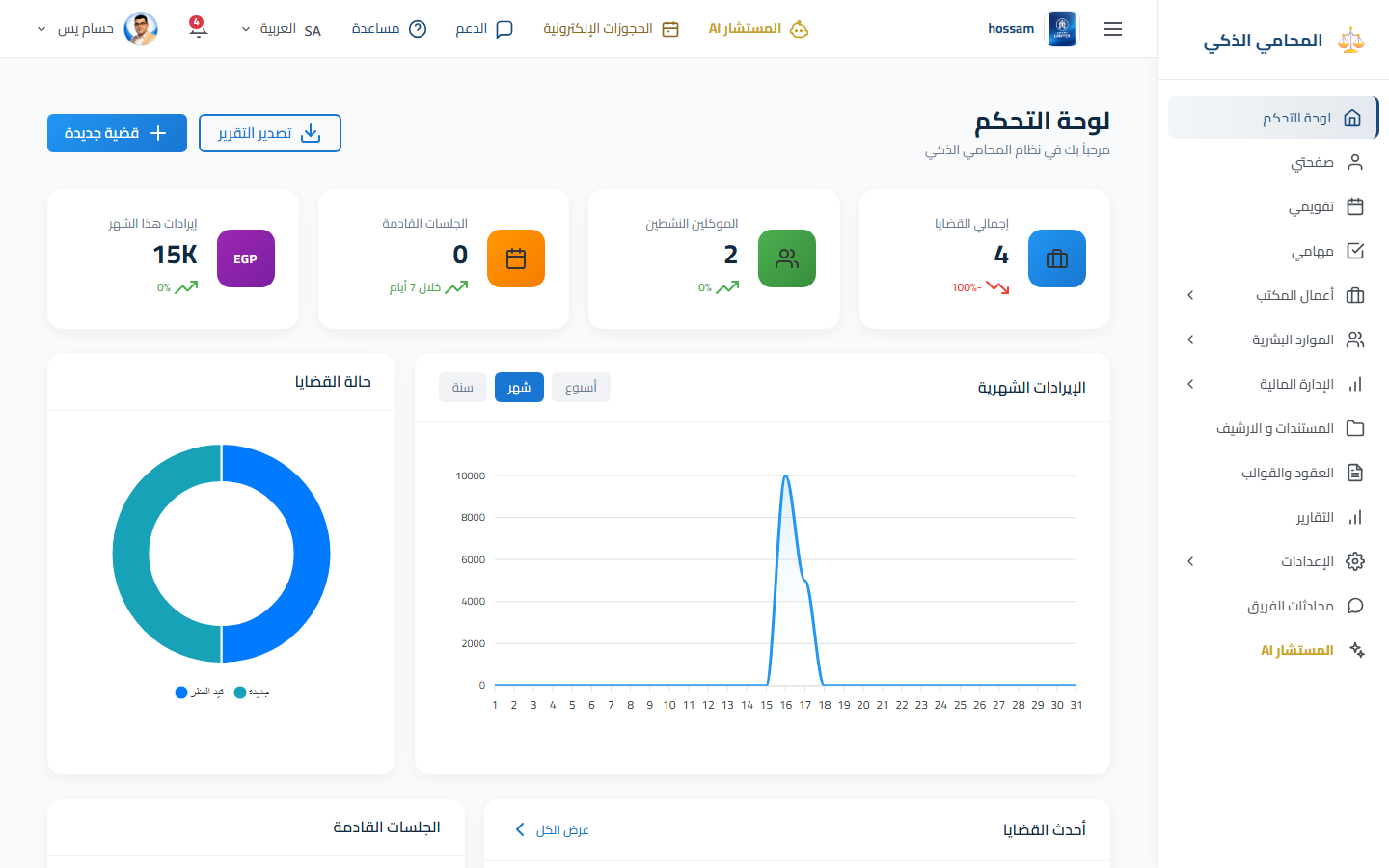 نظرة عامة على لوحة التحكم العربية.